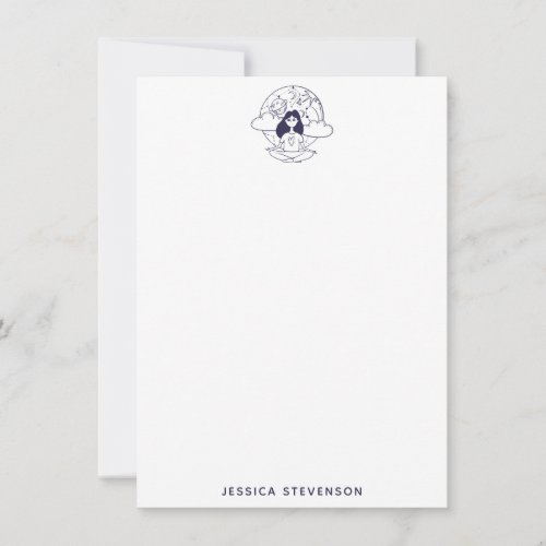 Yoga Meditation Dreamy Space Girl Personalized Note Card