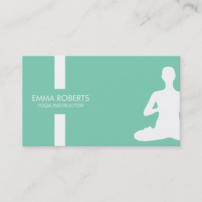 Yoga & Meditation Elegant Mint Green Modern Business Card (Front)