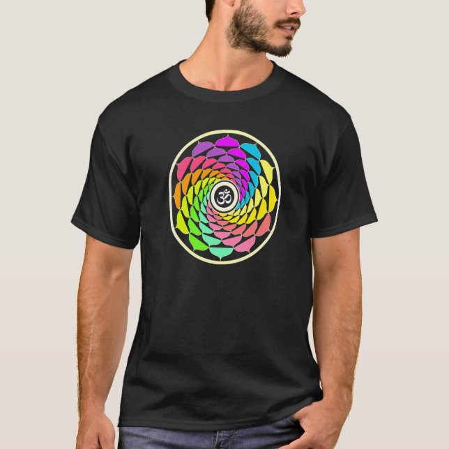 Yoga Meditation Fitness Spiritual Om Lotus Flower  T-Shirt (Front)