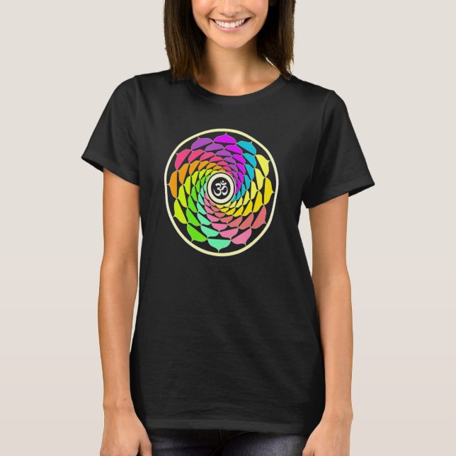 Yoga Meditation Fitness Spiritual Om Lotus Flower  T-Shirt (Front)