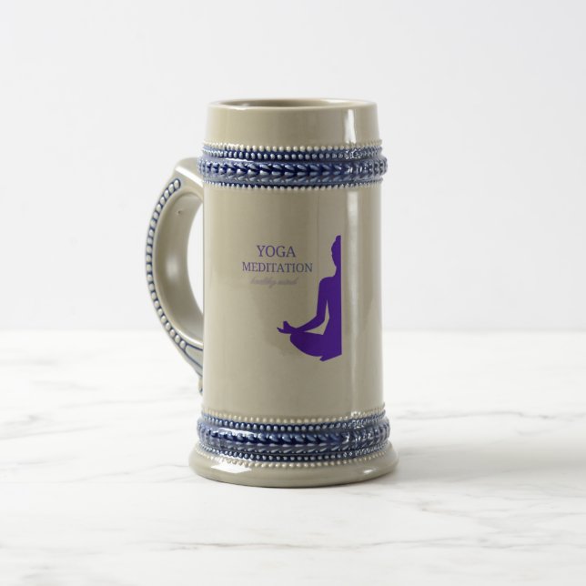  Yoga & Meditation for a Healthy Mind Beer Stein (Front Left)