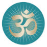 Yoga & Meditation Gold Rays Om Mantra Elegant Classic Round Sticker