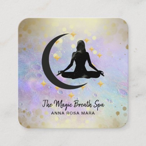  Yoga Meditation Gold Woman Moon Mindfulness _  Square Business Card