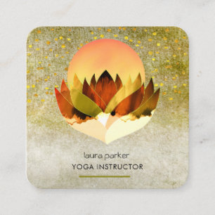 Yoga Meditation Green Lime Lotus Flower Massage Square Business Card