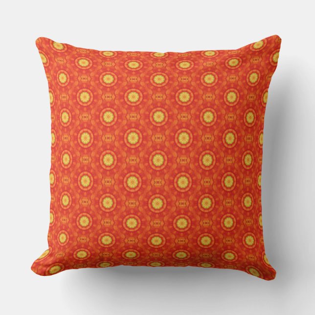 Yoga meditation inspired art design orange yellow outdoor pillow (Front)