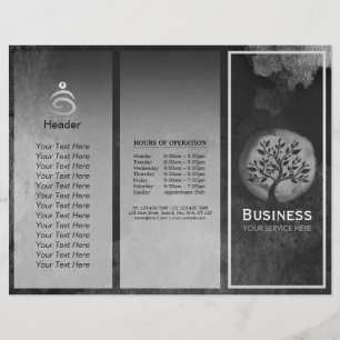 Yoga Meditation Instructor B&W Tree Logo Tri-Fold