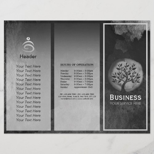 Yoga Meditation Instructor BW Tree Logo Tri_Fold