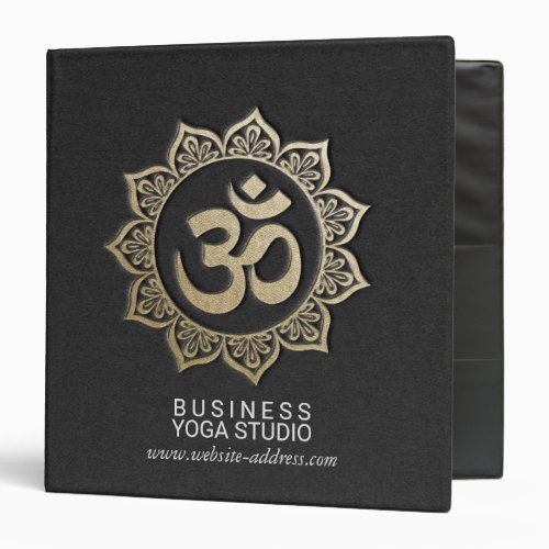 YOGA Meditation Instructor Black  Gold OM Mandala Binder