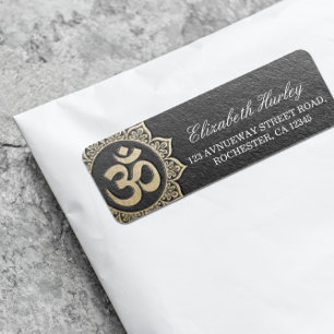 YOGA Meditation Instructor Black & Gold OM Mandala Label