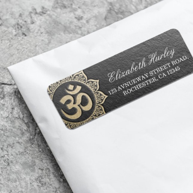 YOGA Meditation Instructor Black & Gold OM Mandala Label (Creator Uploaded)