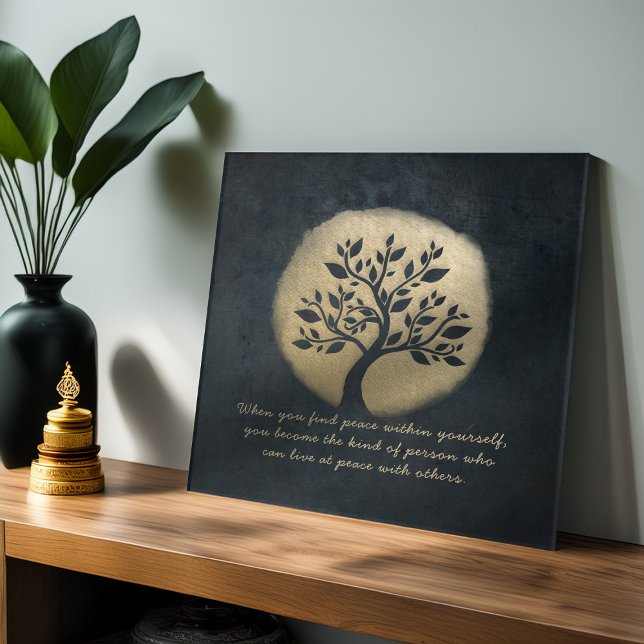 Yoga Meditation Instructor Black Gold Tree Quotes Acrylic Print (Creator Uploaded)