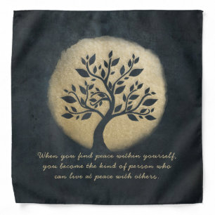 Yoga Meditation Instructor Black Gold Tree Quotes Bandana