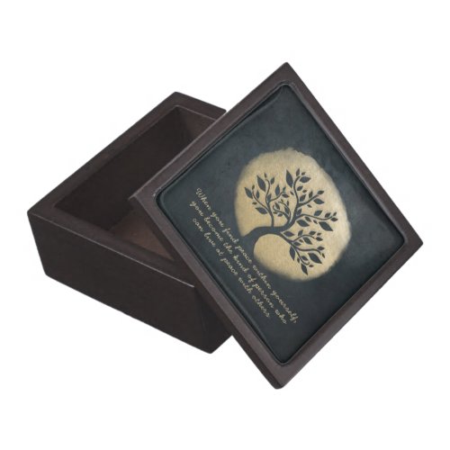 Yoga Meditation Instructor Black Gold Tree Quotes Gift Box