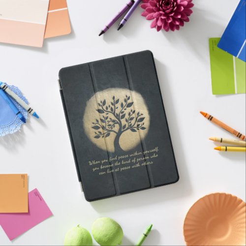 Yoga Meditation Instructor Black Gold Tree Quotes iPad Pro Cover