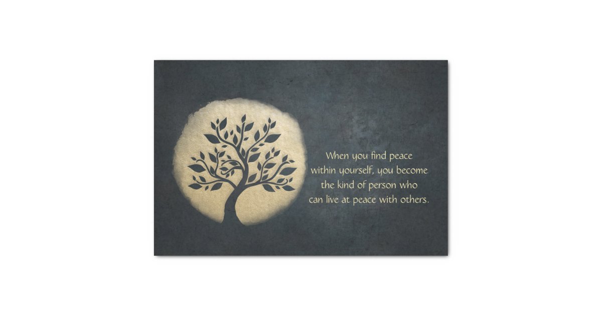 Yoga Meditation Instructor Black Gold Tree Quotes Tissue Paper Zazzle Com