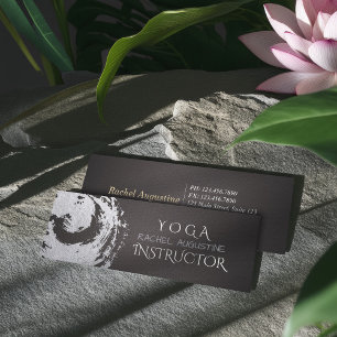 Yoga Meditation Instructor Black Silver ZEN Symbol Mini Business Card