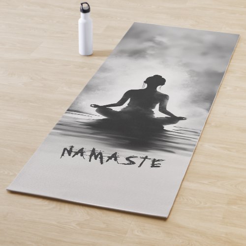 Yoga Meditation Instructor Black White InkPainting Yoga Mat