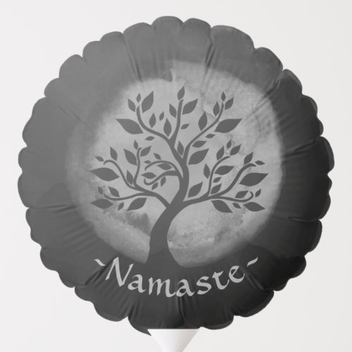 Yoga Meditation Instructor Black  White Tree Logo Balloon