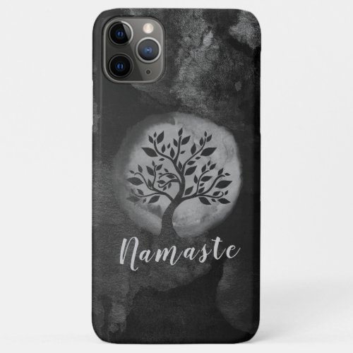 Yoga Meditation Instructor Black  White Tree Logo iPhone 11 Pro Max Case