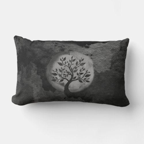 Yoga Meditation Instructor Black  White Tree Logo Lumbar Pillow