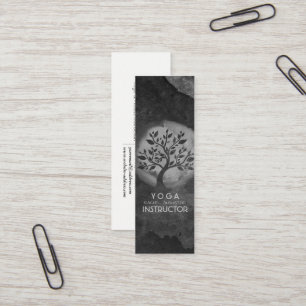 Yoga Meditation Instructor Black & White Tree Logo Mini Business Card