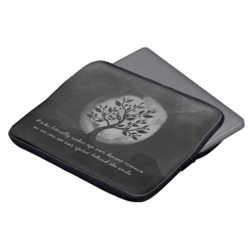 Yoga Meditation Instructor Black White Tree Quote Laptop Sleeve