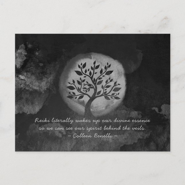 Yoga Meditation Instructor Black White Tree Quote Postcard (Front)