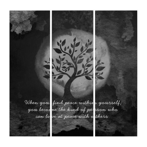 Yoga Meditation Instructor Black White Tree Quote Triptych