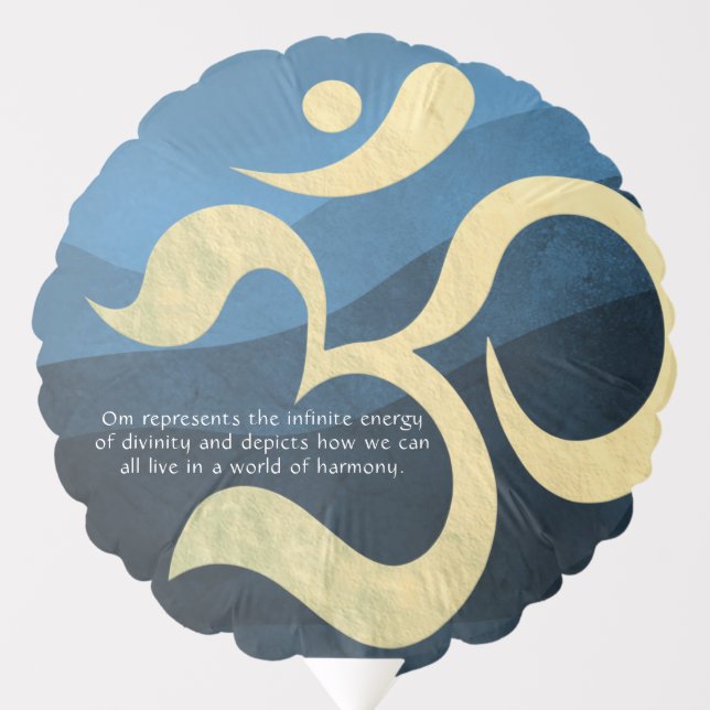 Yoga Meditation Instructor Blue and Gold OM Symbol Balloon (Front)