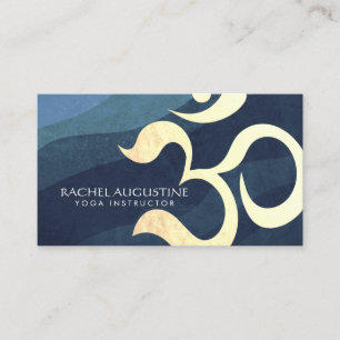 Yoga Meditation Instructor Blue and Gold OM Symbol Business Card