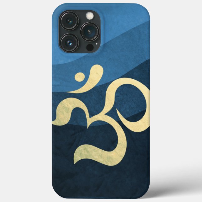 Yoga Meditation Instructor Blue and Gold OM Symbol Case-Mate iPhone Case (Back)