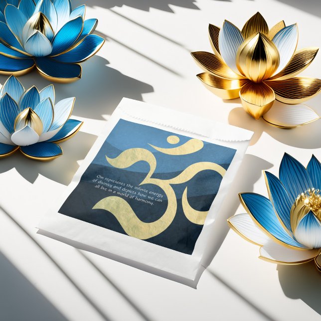 Yoga Meditation Instructor Blue and Gold OM Symbol Favor Bag (Creator Uploaded)
