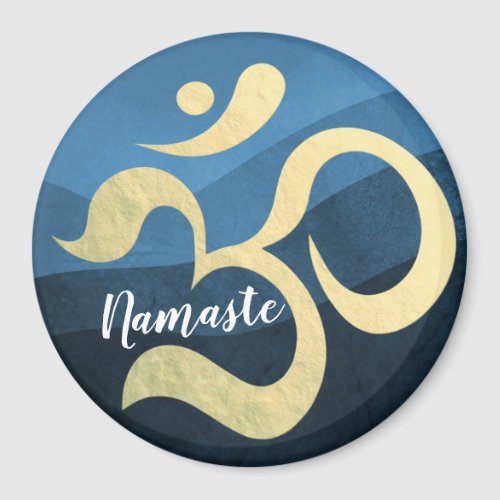 Yoga Meditation Instructor Blue and Gold OM Symbol Magnet