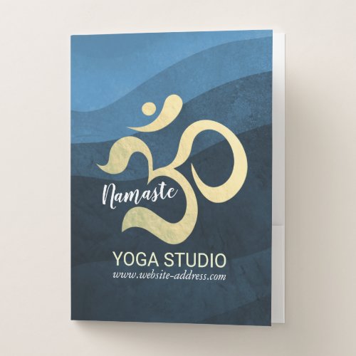 Yoga Meditation Instructor Blue and Gold OM Symbol Pocket Folder