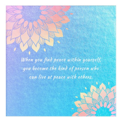 Yoga Meditation Instructor Blue Gold Mandala Quote Acrylic Print