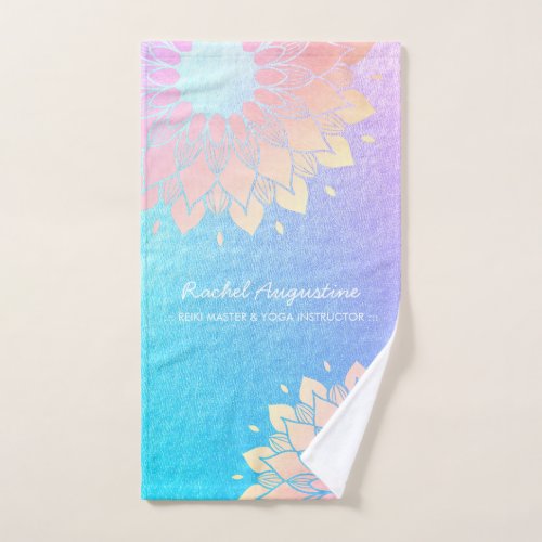 Yoga Meditation Instructor Blue Gold Mandala Quote Bath Towel Set