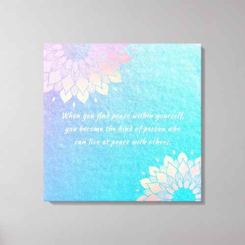 Yoga Meditation Instructor Blue Gold Mandala Quote Canvas Print