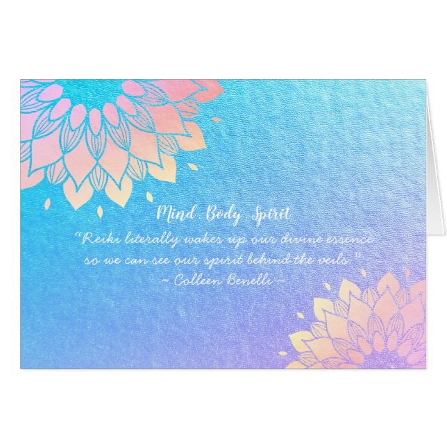 Yoga Meditation Instructor Blue Gold Mandala Quote Cards (Front Horizontal)