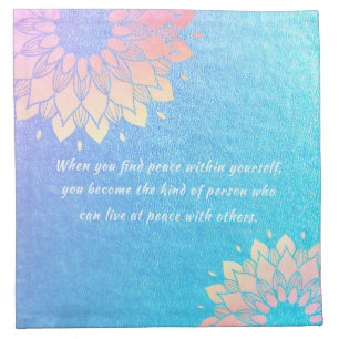 Yoga Meditation Instructor Blue Gold Mandala Quote Cloth Napkin
