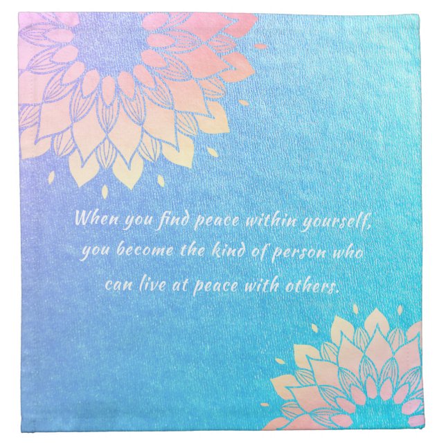 Yoga Meditation Instructor Blue Gold Mandala Quote Cloth Napkin (Front)