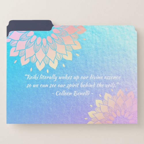 Yoga Meditation Instructor Blue Gold Mandala Quote File Folder