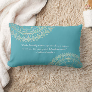 Yoga Meditation Instructor Blue Gold Mandala Quote Lumbar Pillow