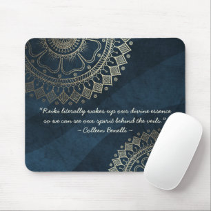 Yoga Meditation Instructor Blue Gold Mandala Quote Mouse Pad