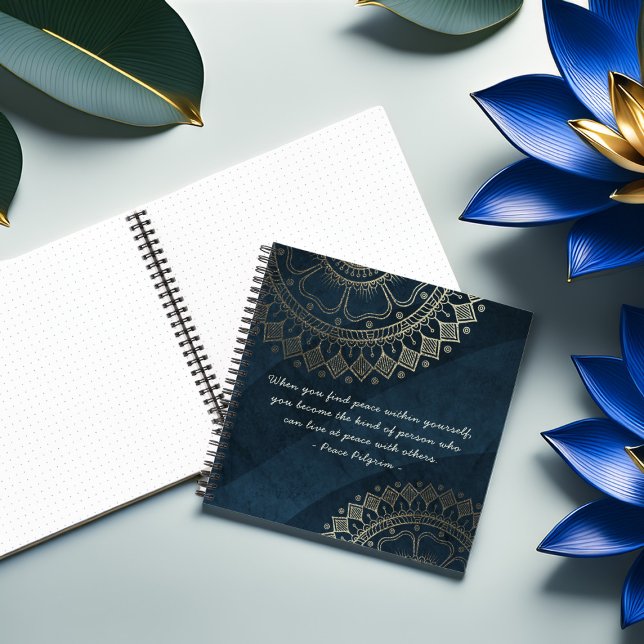 Yoga Meditation Instructor Blue Gold Mandala Quote Notebook (Creator Uploaded)