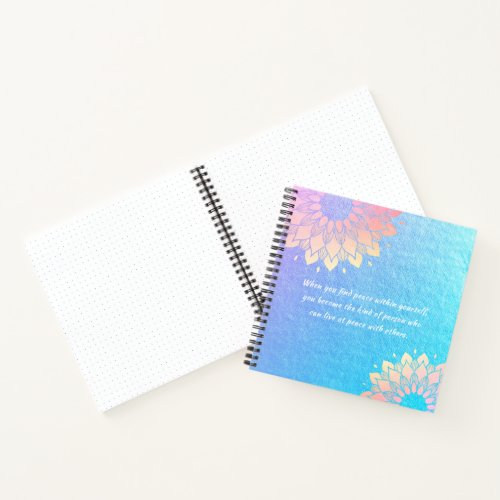 Yoga Meditation Instructor Blue Gold Mandala Quote Notebook