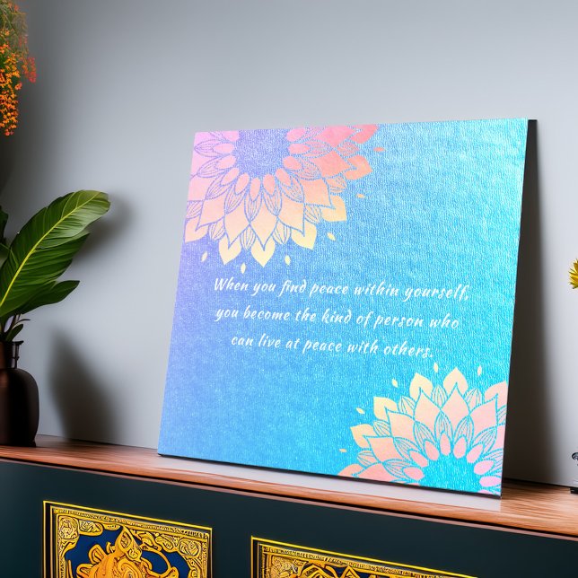 Yoga Meditation Instructor Blue Gold Mandala Quote Poster (Creator Uploaded)