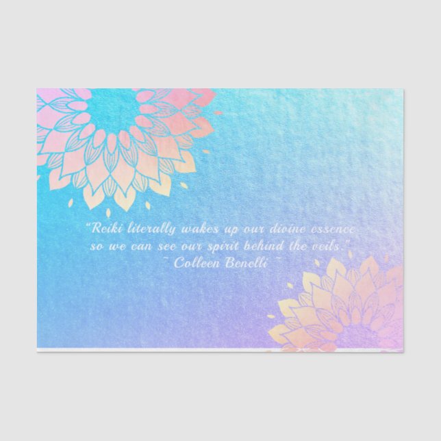Yoga Meditation Instructor Blue Gold Mandala Quote Tissue Paper (Front)