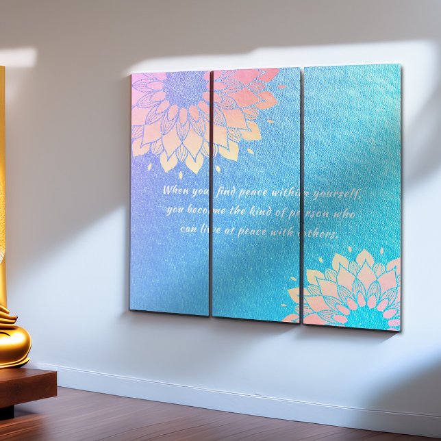 Yoga Meditation Instructor Blue Gold Mandala Quote Triptych (Creator Uploaded)