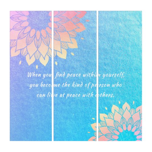 Yoga Meditation Instructor Blue Gold Mandala Quote Triptych