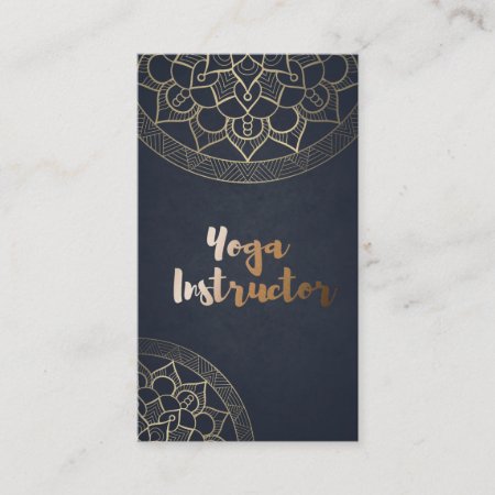 Yoga Meditation Instructor Chic Black Gold Mandala Business Card